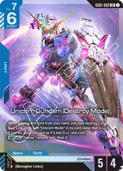 Unicorn Gundam (Destroy Mode) Newtype Rising Legend Rare Gundam card — value and price