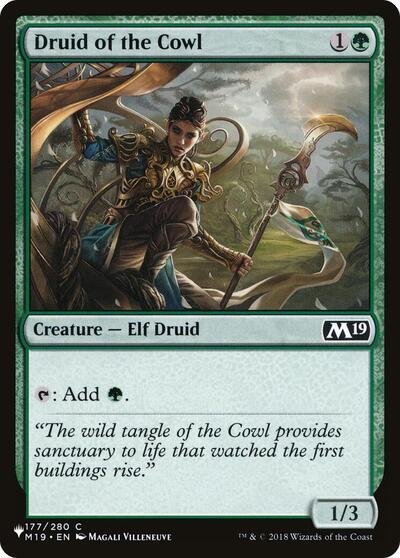 Druid of the Cowl (The List) from LIST #M19-177, Magic: The Gathering card