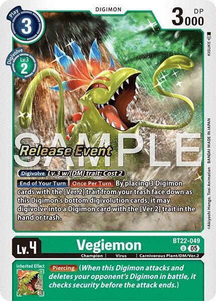 野菜 adenemon Vegiemon - Cyber Eden Release Event Cards - Digimon Card Game