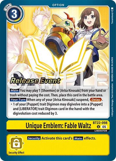 Unique Emblem: Fable Waltz Cyber Eden Release Event Cards Uncommon Digimon card — value and price