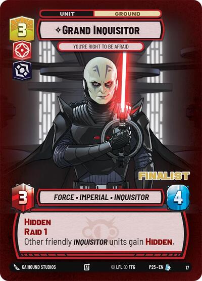 Grand Inquisitor - You're Right to Be Afraid (Finalist) Organized Play Promos Legendary Star Wars Unlimited card — value and price