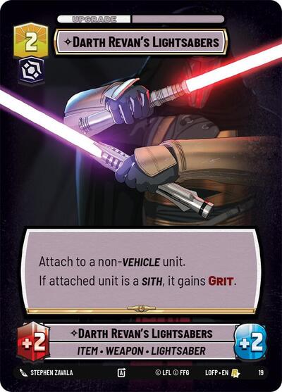 Darth Revan's Lightsabers Organized Play Promos Rare Star Wars Unlimited card — value and price