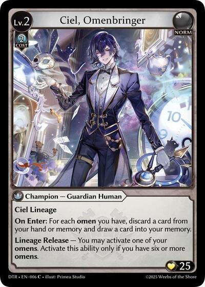 Ciel, Omenbringer card