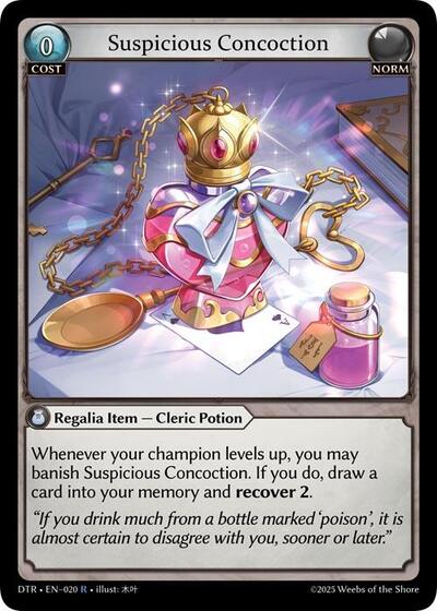 Suspicious Concoction — Foil Distorted Reflections Rare Grand Archive card — value and price