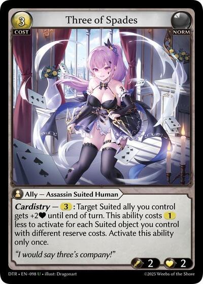 Three of Spades — Foil Distorted Reflections Uncommon Grand Archive card — value and price