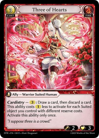 Three of Hearts card