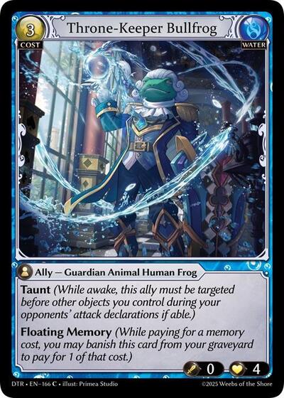 Throne-Keeper Bullfrog — Foil Distorted Reflections Common Grand Archive card — value and price