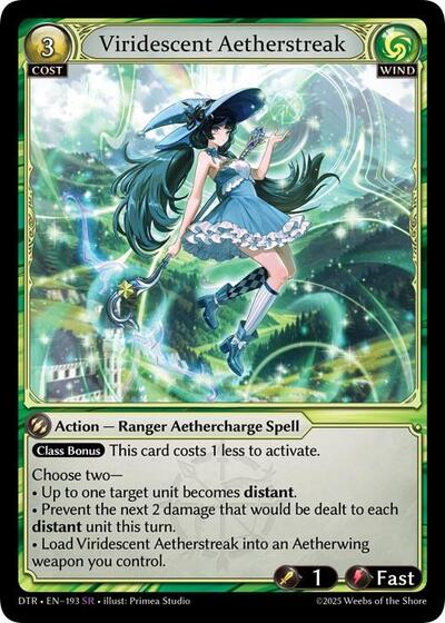 Viridescent Aetherstreak — Foil Distorted Reflections Super Rare Grand Archive card — value and price