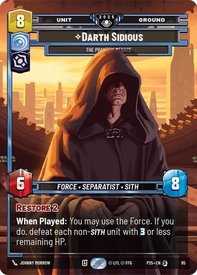 Darth Sidious - The Phantom Menace Organized Play Promos Special Star Wars Unlimited card — value and price