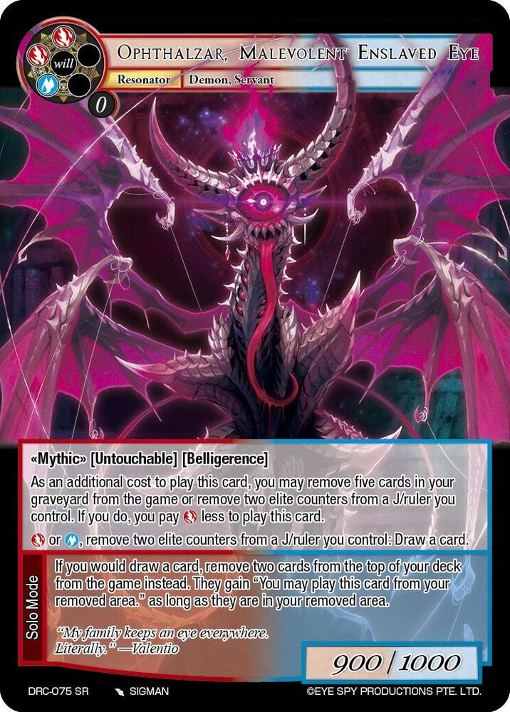 Opthalzar, Malevolent Enslaved Eye