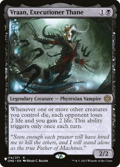 Vraan, Executioner Thane (The List) from PLST #ONE-114, Magic: The Gathering card