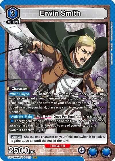 Erwin Smith (002) UE10BT: Attack on Titan Super Rare Union Arena card — value and price