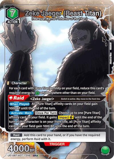 Zeke Jaeger (Beast Titan) (SR*) UE10BT: Attack on Titan Super Rare 1-Star Union Arena card — value and price