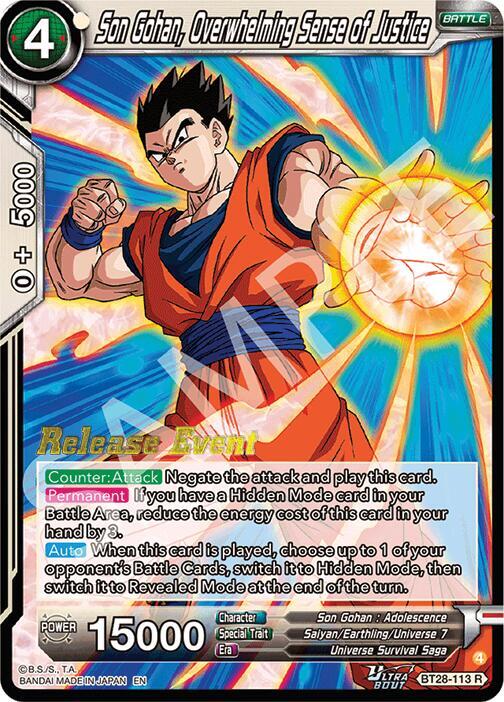 Son Gohan, Overwhelming Sense of Justice #BT28-113 — Prismatic Clash Release Event