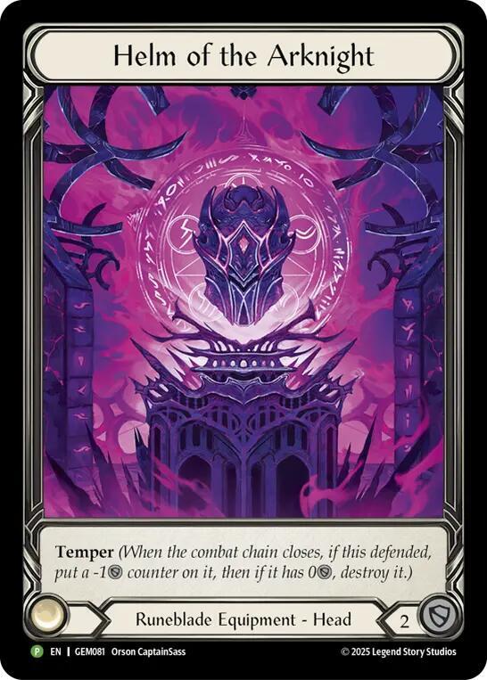 Helm of the Arknight - GEM Pack 3 - Flesh and Blood TCG