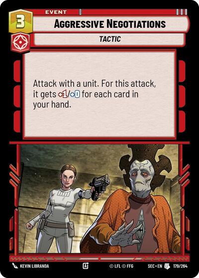 Aggressive Negotiations Secrets of Power Uncommon Star Wars Unlimited card — value and price