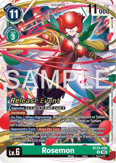 Rosemon Hackers' Slumber Release Event Cards Uncommon Digimon card — value and price
