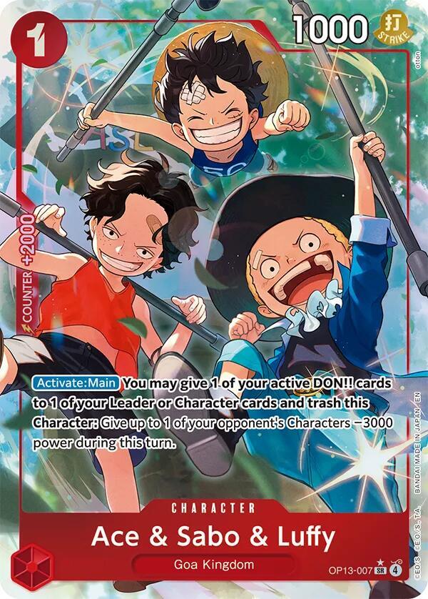 Ace and Sabo and Luffy Alternate Art onepiece card