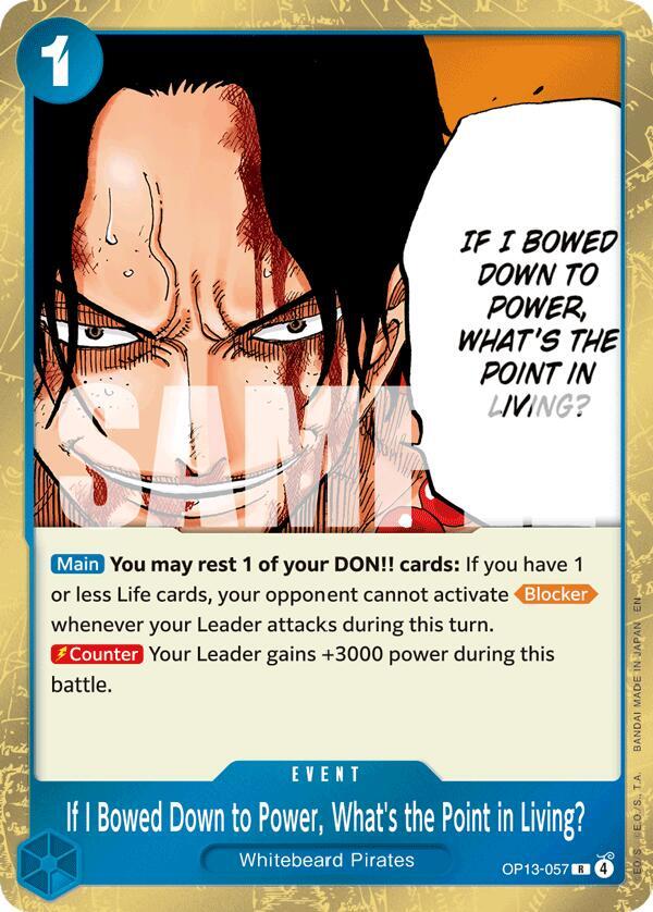If I Bowed Down to Power Whats the Point in Living onepiece card