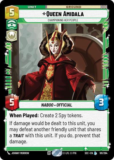 Queen Amidala - Championing Her People Secrets of Power Legendary Star Wars Unlimited card — value and price