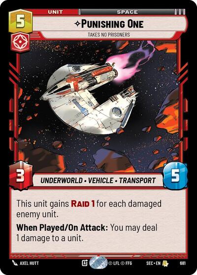 Punishing One - Takes No Prisoners (Foil) Secrets of Power Rare Star Wars Unlimited card — value and price