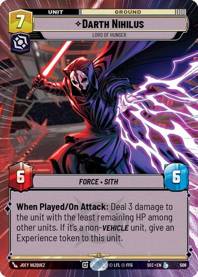 Darth Nihilus - Lord of Hunger (Hyperspace) Secrets of Power Legendary Star Wars Unlimited card — value and price