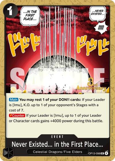 Never Existed... in the First Place... Carrying On His Will: 3rd Anniversary Tournament Cards card price