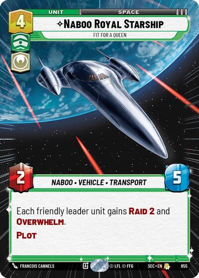 Naboo Royal Starship - Fit For A Queen (Hyperspace Foil) Secrets of Power Rare Star Wars Unlimited card — value and price