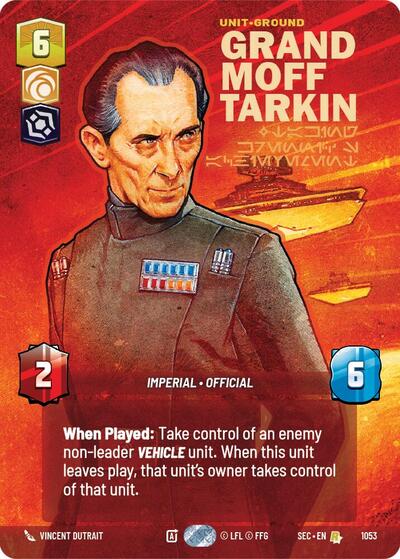 Grand Moff Tarkin - Taking Krennic's Achievement (Prestige) Secrets of Power Rare Star Wars Unlimited card — value and price