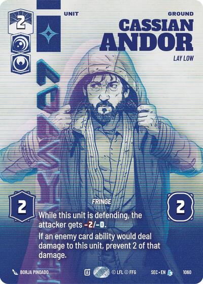 Cassian Andor - Lay Low (Prestige) Secrets of Power Legendary Star Wars Unlimited card — value and price