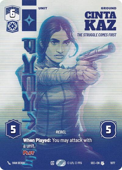 Cinta Kaz - The Struggle Comes First (Prestige) Secrets of Power Uncommon Star Wars Unlimited card — value and price