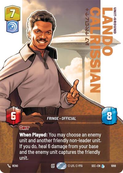 Lando Calrissian - Trust Me (Prestige Foil) Secrets of Power Legendary Star Wars Unlimited card — value and price