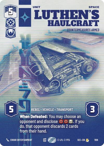 Luthen's Haulcraft - Countermeasures Armed (Prestige Foil) Secrets of Power Rare Star Wars Unlimited card — value and price
