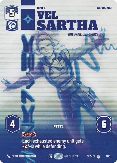 Vel Sartha - One Path, One Choice (Prestige Foil) Secrets of Power Uncommon Star Wars Unlimited card — value and price