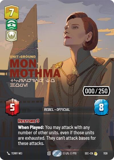 Mon Mothma - Clinging to Hope (Serialized) – Secrets of Power #1128 Star Wars: Unlimited card
