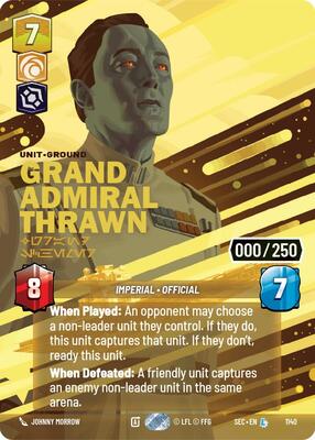 Grand Admiral Thrawn - Grand Schemer (Serialized), one of the most valuable Star Wars: Unlimited cards