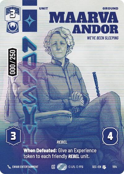 Maarva Andor - We've Been Sleeping (Serialized) Secrets of Power Uncommon Star Wars Unlimited card — value and price