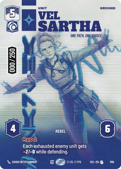 Vel Sartha - One Path, One Choice (Serialized) Secrets of Power Uncommon Star Wars Unlimited card — value and price