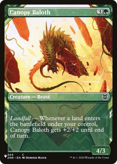Canopy Baloth (Showcase, The List) from PLST #ZNR-304, Magic: The Gathering card