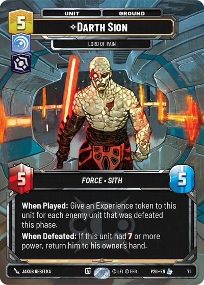 Darth Sion - Lord of Pain (71) Sector and Regional Promos: Season 1 card price
