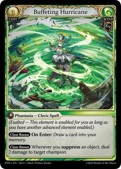 Buffeting Hurricane — Foil Phantom Monarchs Uncommon Grand Archive card — value and price