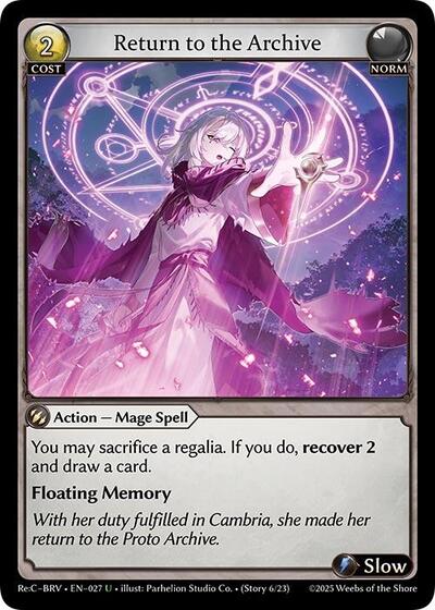 Return to the Archive card