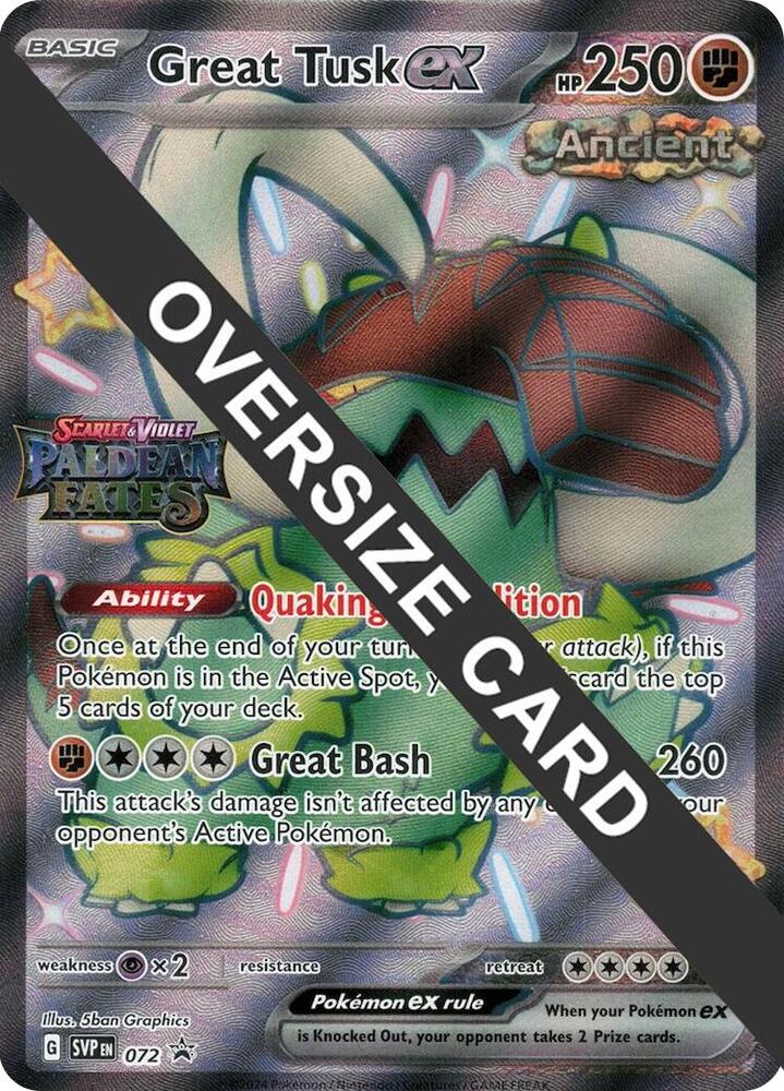 Great Tusk ex - 072 (Paldean Fates Stamped) - Jumbo Cards