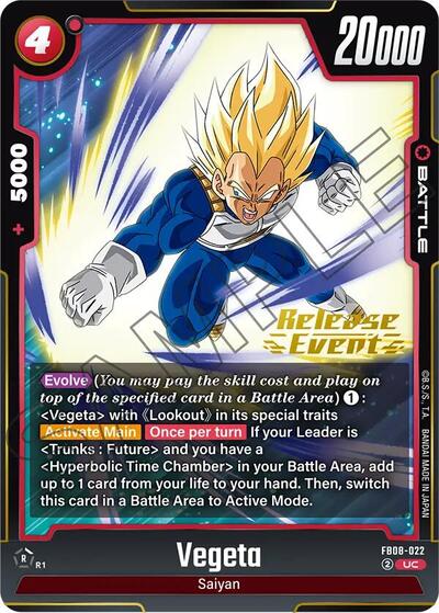 Vegeta - FB08-022 Saiyan's Pride Release Event Cards Uncommon Dragon Ball card — value and price