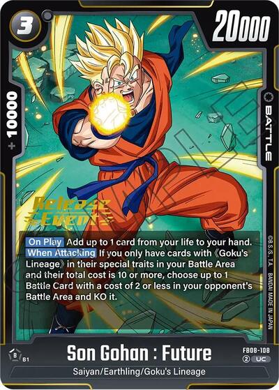 Son Gohan : Future - FB08-108 Saiyan's Pride Release Event Cards Uncommon Dragon Ball card — value and price