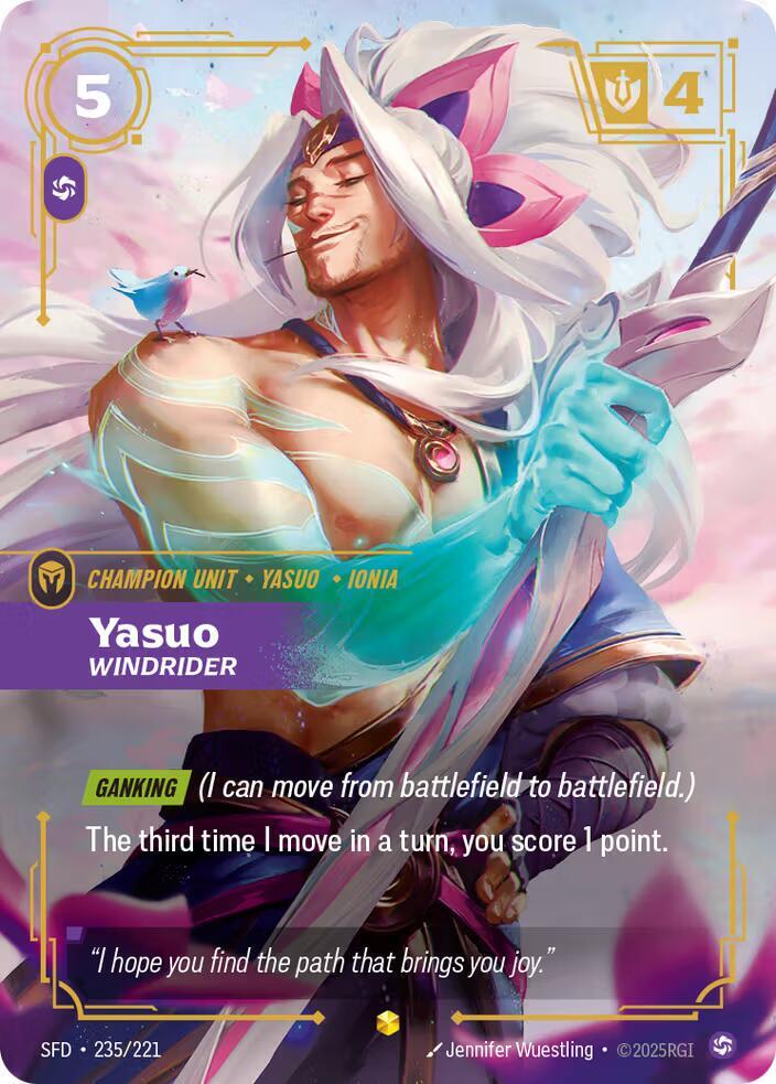 Yasuo - Windrider (Overnumbered) - Spiritforged - Riftbound: League of Legends Trading Card Game Yasuo - Windrider (Overnumbered) - Spiritforged - Riftbound: League of Legends Trading Card Game