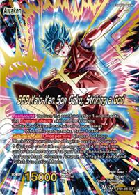 Son Goku // SSB Kaio-Ken Son Goku, Striking a God (SLR) card art