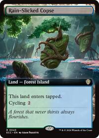 Rain-Slicked Copse (Extended Art) - Commander: Lorwyn Eclipsed - Magic: The Gathering card