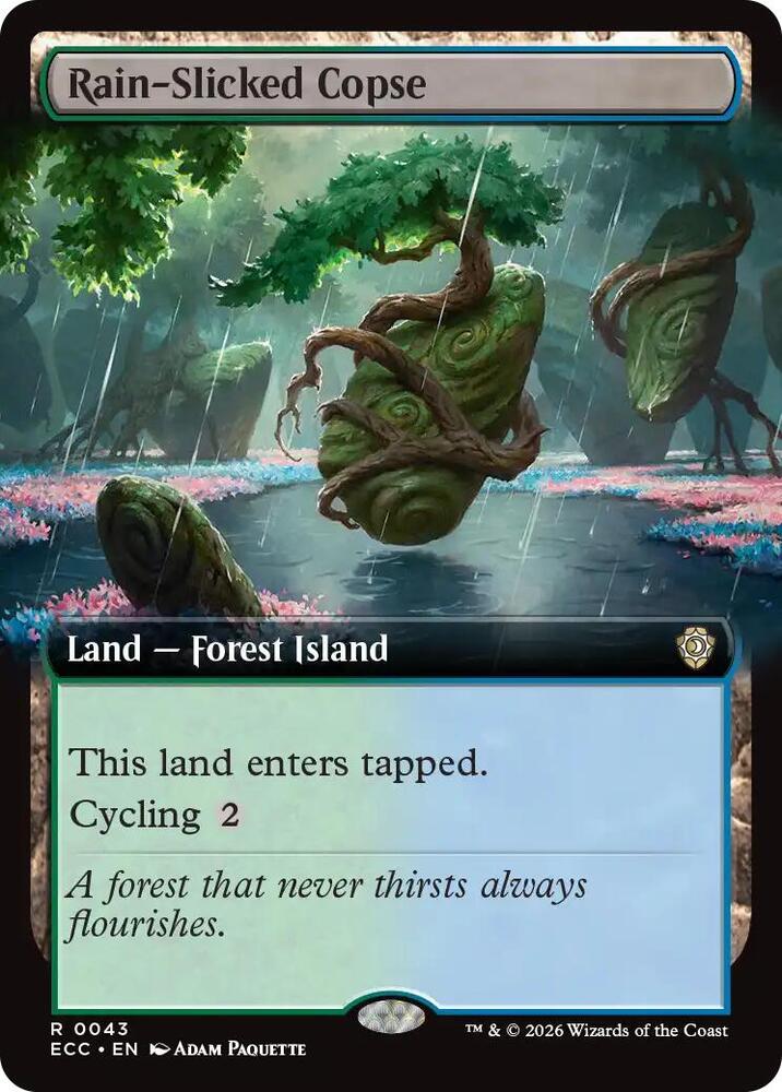 Rain-Slicked Copse (Extended Art) - Commander: Lorwyn Eclipsed