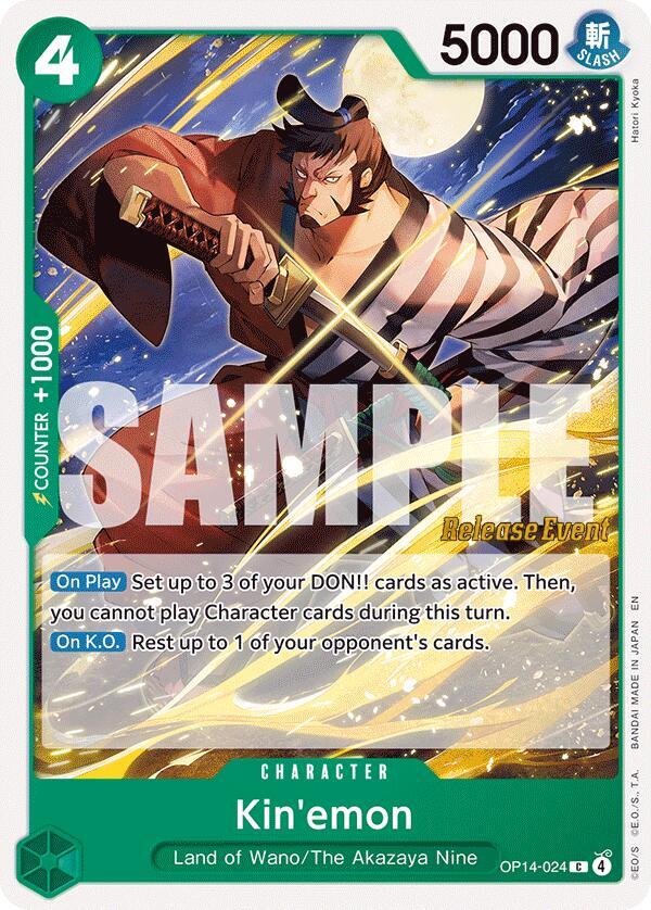 Kin'emon - The Azure Sea's Seven Release Event Cards - One Piece